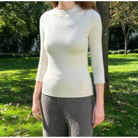 Lauren Manoogian Sz 1 Small Celadon 3/4 Sleeve Crewneck Sweater Tee Alpaca NWT - Picture 1 of 14